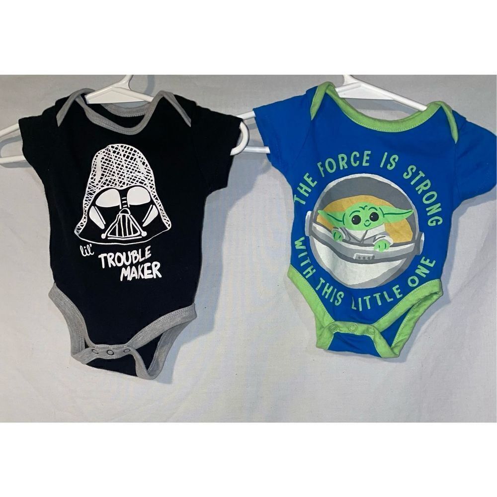 Two Star Wars baby body suits